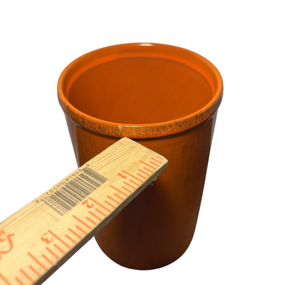 VTG Italian Orange Ceramic Crock Vase Utensil Holder Made in Italy 8.5"MCM Retro - Picture 5 of 10